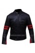 Red Stripes Fight Club Hybrid Mayhem Motorcycle Leather Jacket